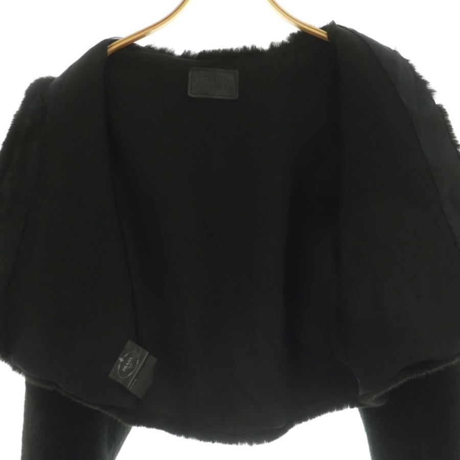 PRADA ブラックノーカラージャケット ビーズ刺繍　38サイズ 美品 PRADA オールドプラダ ビーズ 刺繍 ヴィンテージ 2way ショルダー