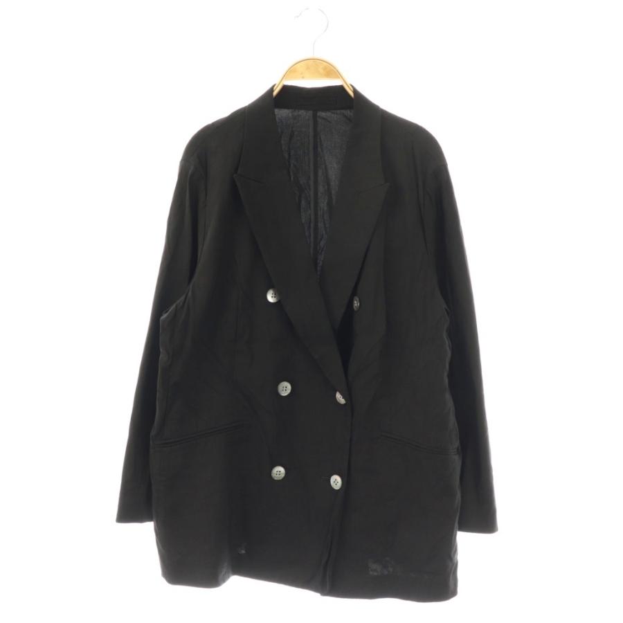 極美品 23SS 23区 リネンレーヨンストレッチ ダブル ジャケット 黒 23区 オンワード樫山 25SS リネンレーヨンストレッチダブル