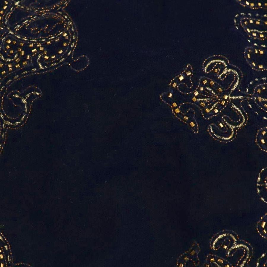 ZARA（ザラ） 刺繍 ベロアロングガウン コート M ネイビー ゴールド色