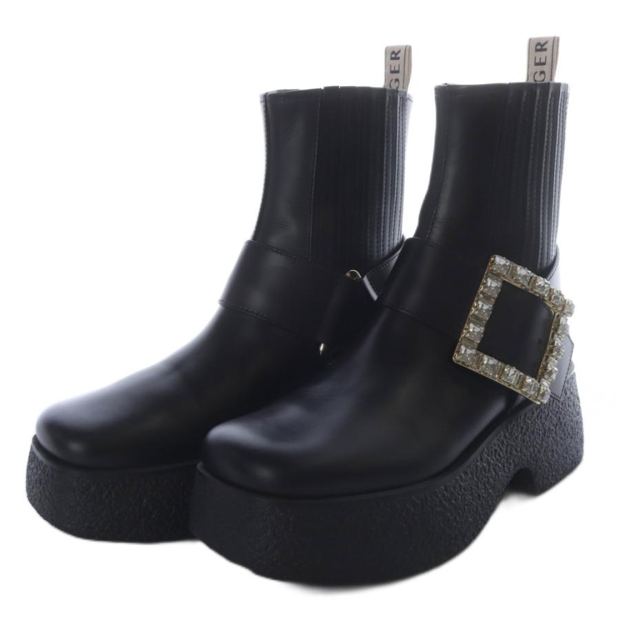 【中古】ロジェヴィヴィエ ROGER VIVIER VIV RANGERS ANKLE BOOTS ブーツ ショート プラットフォーム 37.5 ブラック ロジェヴィヴィエ ROGER VIVIER VIV RANGERS ANKLE BOOTS ブーツ