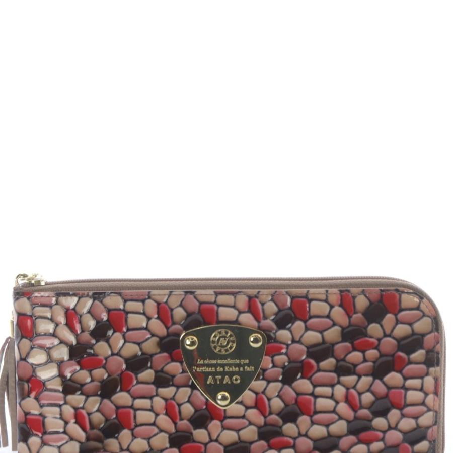 アタオ ATAO LIMO L字ファスナー長財布 ロゴ 茶 ブラウン ピンク