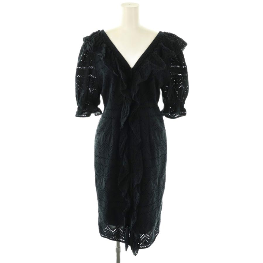 ハーリップトゥ Herlipto Cotton Lace Ruffled Dress ワンピース 膝丈 