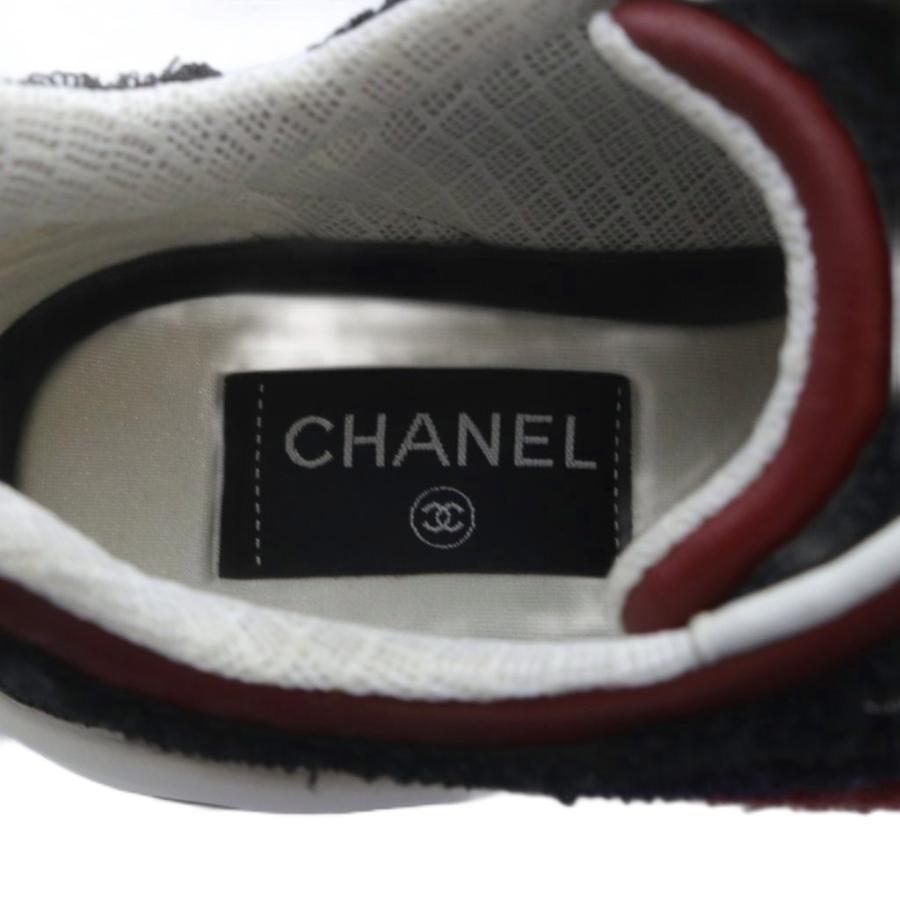 【中古】シャネル CHANEL スニーカー ローカット ココマーク パイル 36 ネイビー ブラック G36256 /YO2 レディース CHANEL（シャネル） スニーカー ローカット ココマーク パイル 36
