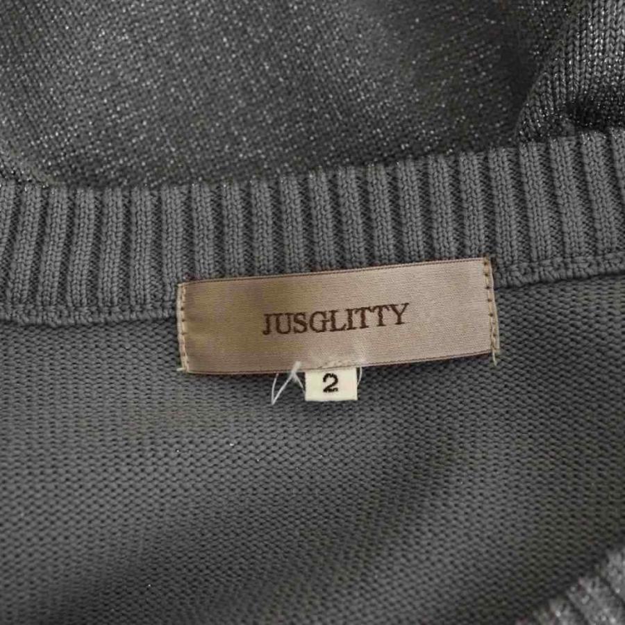 【新品未使用品】ジャスグリッティー　キラキラニットジャケット　グレー　S 中古・古着通販】JUSGLITTY (ジャスグリッティー) キラキラニット