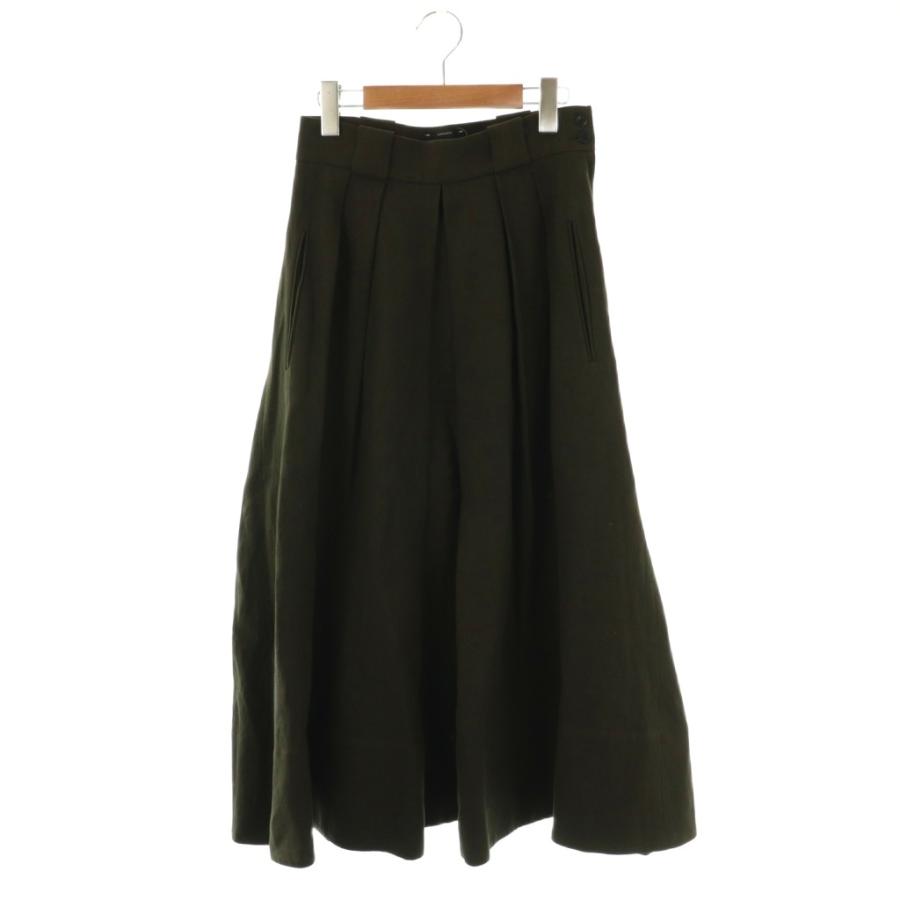 【中古】コンテ conte 25SS ペーパー タックスカート ロング 36 ダークカーキ /HK ■OS レディース コンテ conte 25SS ペーパー タックスカート ロング 36 ダークカーキ