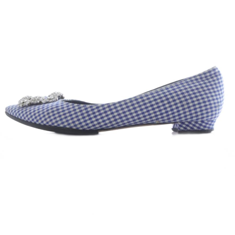 マノロブラニク MANOLO BLAHNIK ハンギシ ギンガムチェック フラット