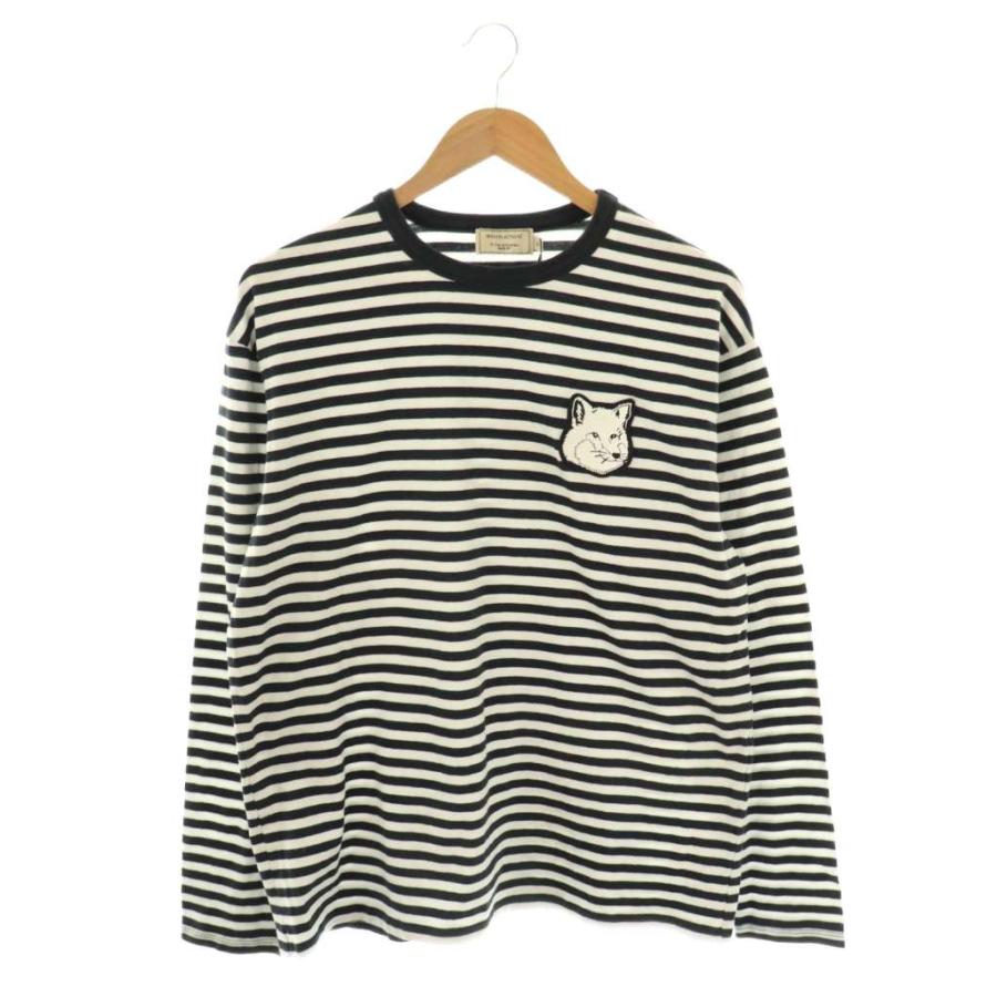 メゾンキツネ MAISON KITSUNE Long Sleeve Large Fox Head Stripe T