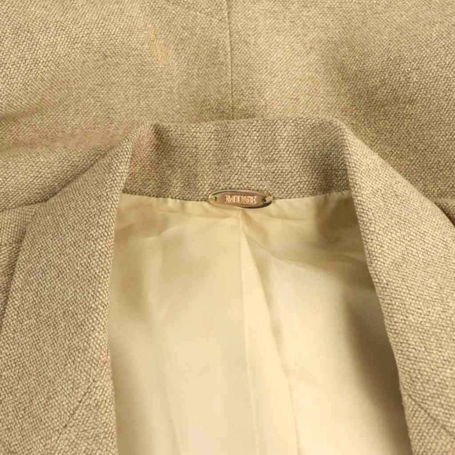 【中古】ミューズ ドゥーズィエム クラス Nep Tweed ジャケット テーラード シルク混 38 ベージュ レディース ミューズ ドゥーズィエム クラス MUSE de Deuxieme Classe Nep Tweed