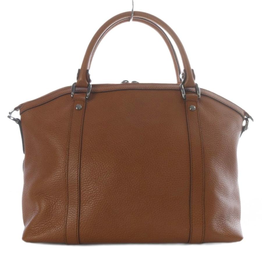 GUCCI（グッチ） インターロッキングG ハンドバッグ レザー ブラウン  