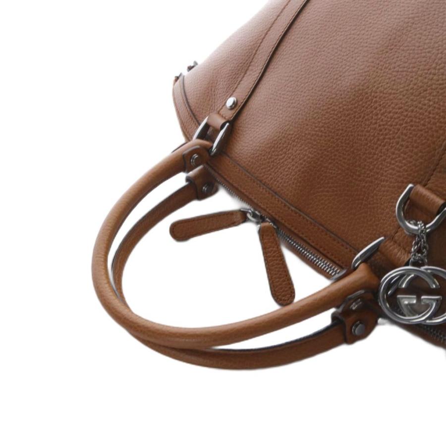 GUCCI（グッチ） インターロッキングG ハンドバッグ レザー ブラウン  