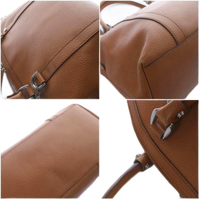 GUCCI（グッチ） インターロッキングG ハンドバッグ レザー ブラウン  