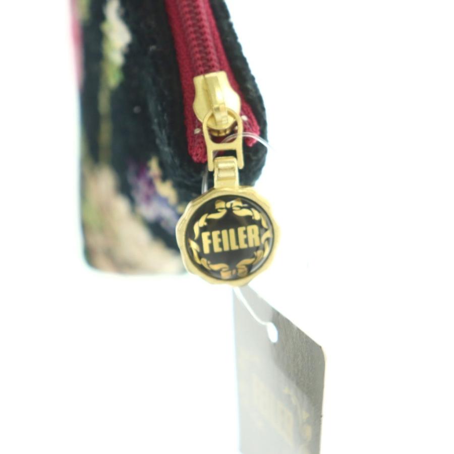 未使用品 フェイラー FEILER ラビリンス ポーチ 花柄 黒 ブラック 