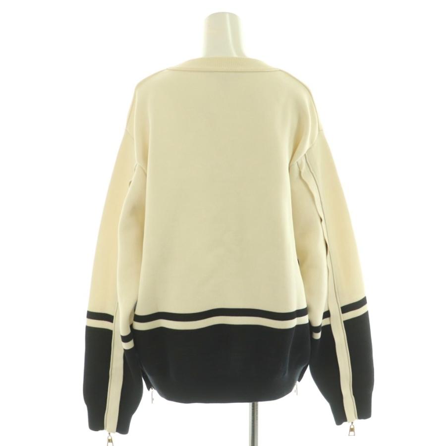【中古】ルイヴィトン LOUIS VUITTON 22AW ブロックニットジッパーセーター モノグラム 長袖 S オフホワイト 黒 LOUIS VUITTON（ルイ・ヴィトン） LOUIS VUITTON 22AW ブロックニット