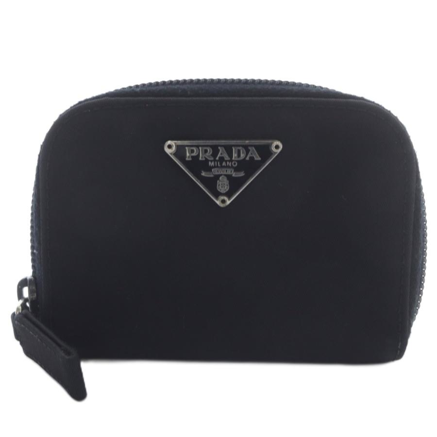 PRADA プラダ ケース 小銭入れ ナイロン 三角プレート ブラック PRADA プラダ コインケース 小銭入れ 三角ロゴプレート ジップ
