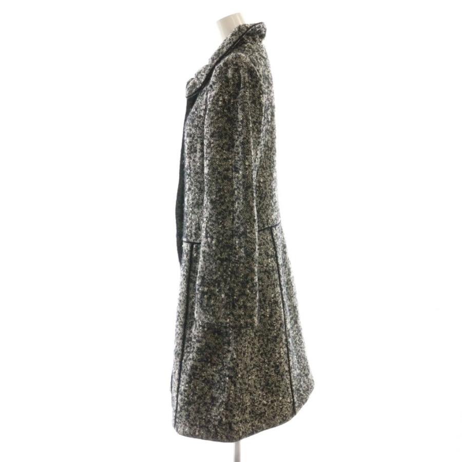エムズグレイシー M'S GRACY ツイード ベロア釦 ミディ丈コート ステン
