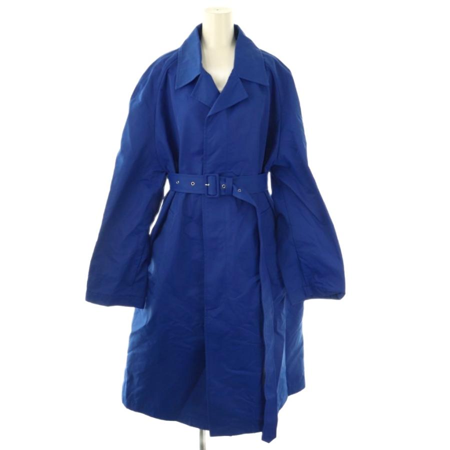 【中古】プランシー PLAN C ナイロン ベルテッドロングコート 40 ブルー /HK ■OS レディース プランシー PLAN C ナイロン ベルテッドロングコート 40 ブルー /HK