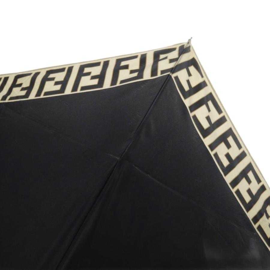 FENDI（フェンディ） ズッカ柄折り畳み傘 総柄 黒 ブラック ベージュ