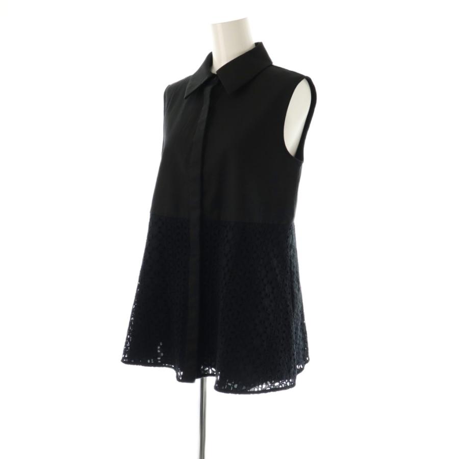 【中古】フォクシーニューヨーク FOXEY NEW YORK English Garden ブラウス 切替 ノースリーブ 38 ブラック 44223 /HK フォクシーニューヨーク FOXEY NEW YORK English Garden ブラウス 切替