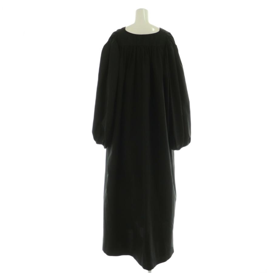 【中古】ザロウ THE ROW ボーヴォワール Vネック ミディドレス ワンピース 長袖 ロング シルク ウール混 0 黒 ザロウ THE ROW ボーヴォワール Vネック ミディドレス ワンピース 長袖
