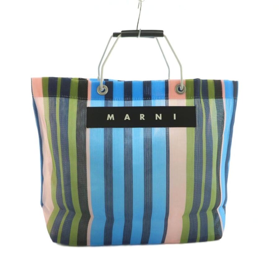 MARNI（マルニ） フラワーカフェ トートバッグ ストライプ柄 メッシュ
