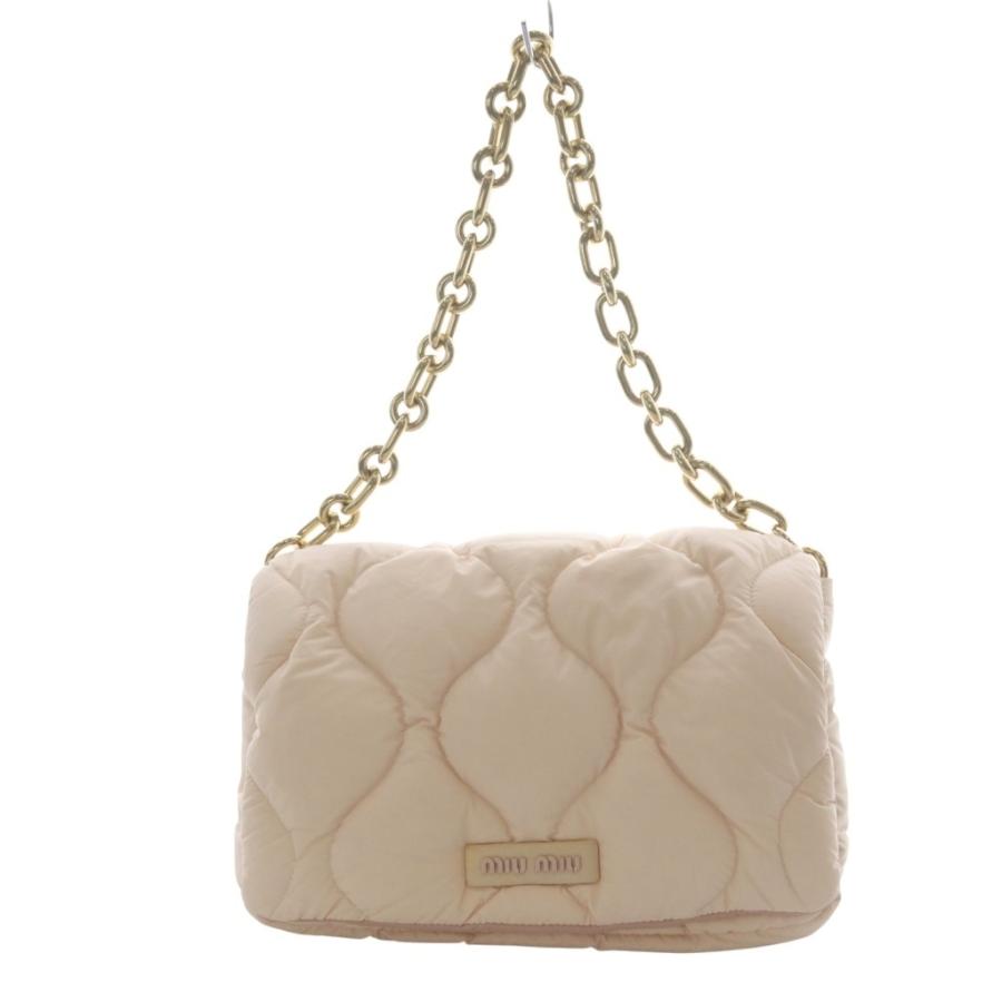 【中古】ミュウミュウ miumiu パデット キルティング チェーンバッグ 肩掛け トートバッグ ピンクベージュ 5BD219 miu miu（ミュウミュウ） パデット キルティング チェーンバッグ