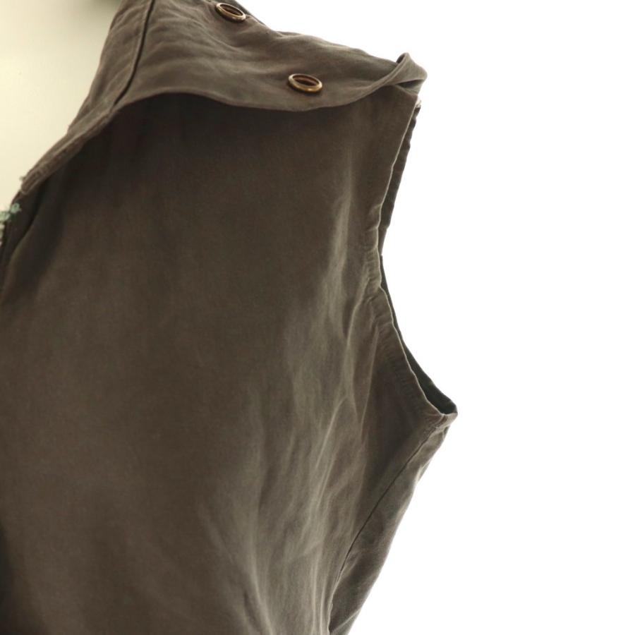 【中古】グレッグローレン GREG LAUREN ダメージ加工切替フーディベスト ロング 2 グレー /DF ■OS ■AD レディース グレッグローレン GREG LAUREN ダメージ加工切替フーディベスト ロング