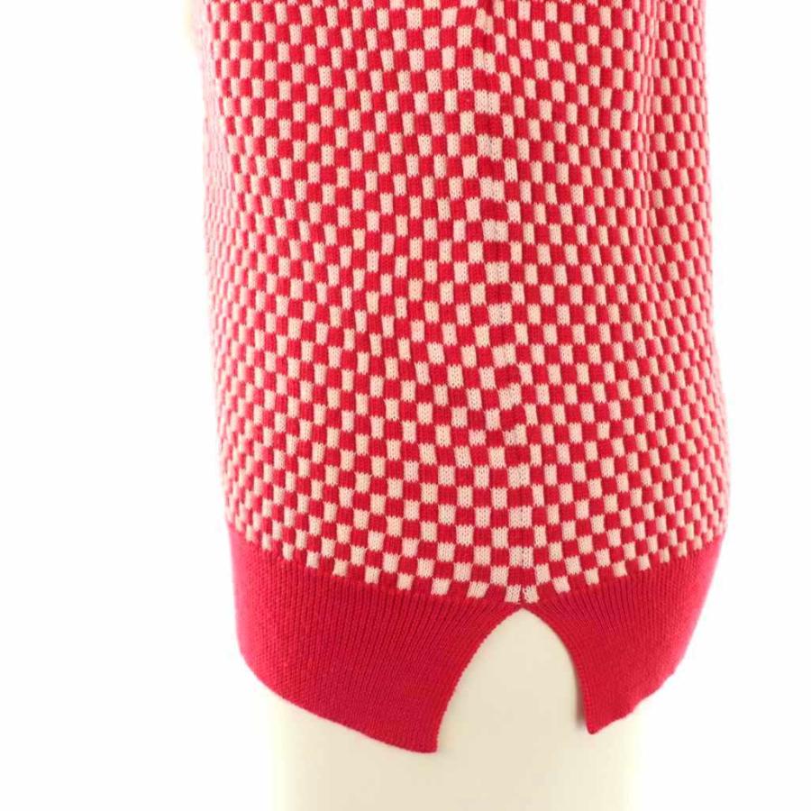 【中古】フェンディ FENDI ミンクファーフラワーデザイン半袖ニット セーター 38 レッド ホワイト レディース FENDI（フェンディ） ミンクファーフラワーデザイン半袖ニット