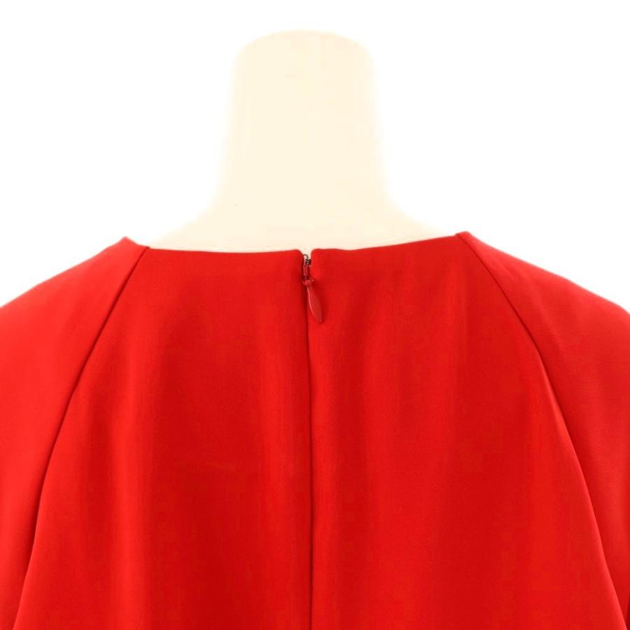 土日セール美品ADOREアドーア 24SS シアーラッフルカフスワンピース38赤 アドーア ADORE 24SS シアーラッフルカフワンピース 五分袖 ロング 38