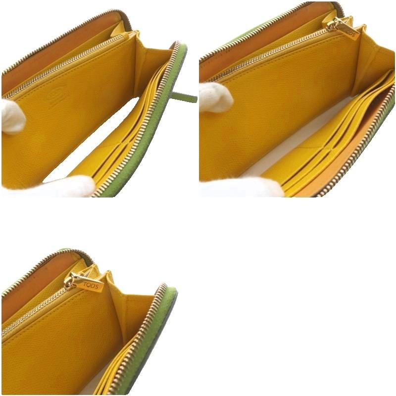 トッズ TOD'S 長財布 ラウンドファスナー レザー グリーン /YO6