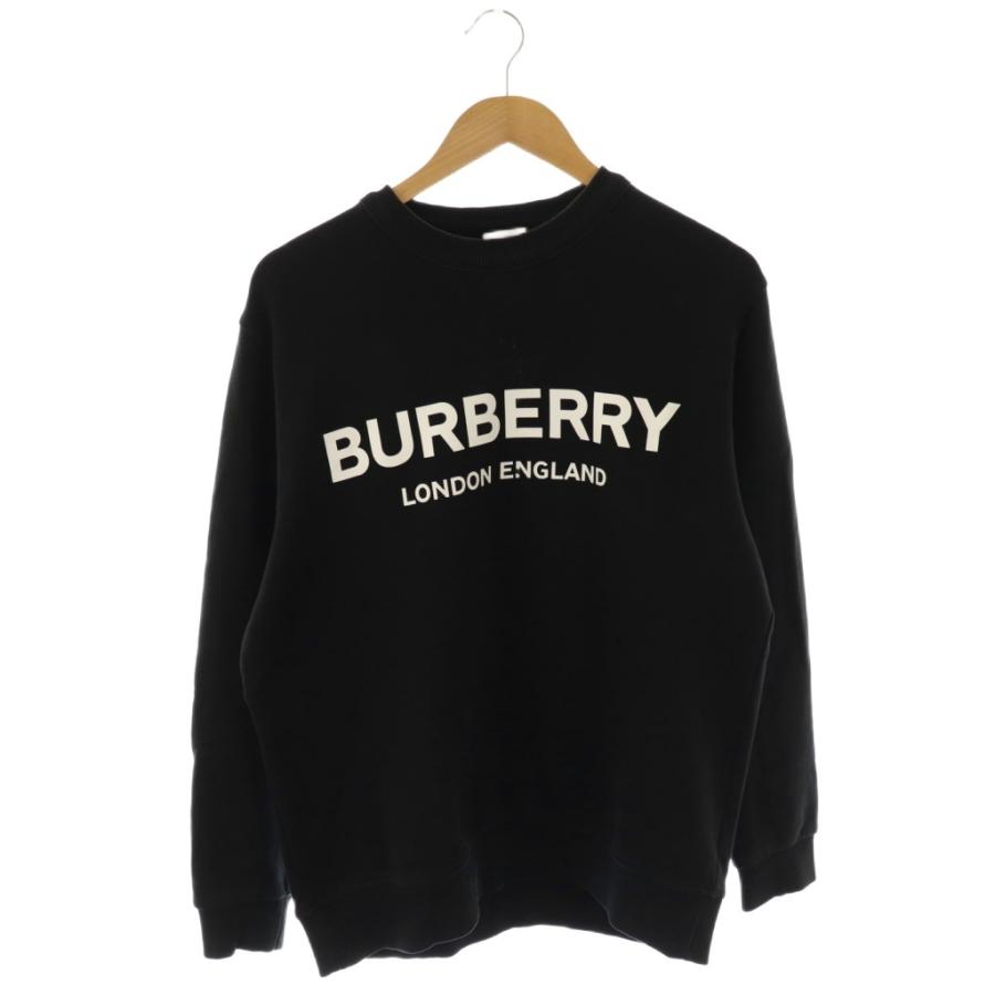 【中古】バーバリー BURBERRY ロゴスウェット カットソー 長袖 M ブラック ホワイト 8011357 /DO ■OS メンズ BURBERRY（バーバリー） ロゴスウェット カットソー 長袖 M ブラック