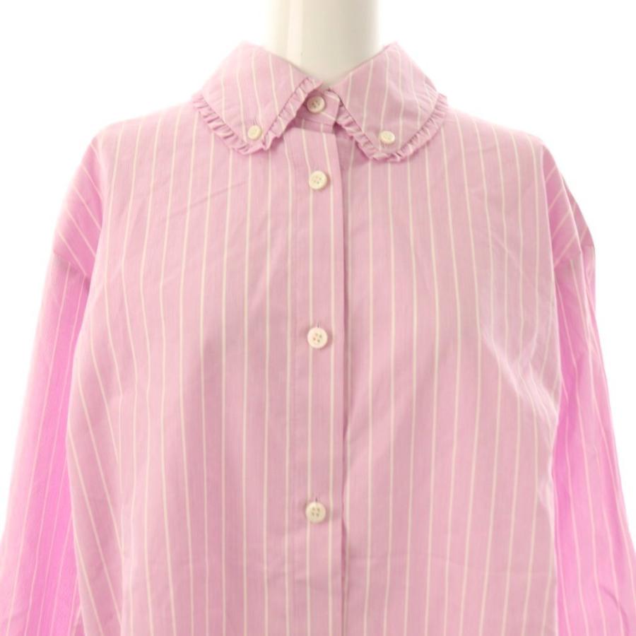 yori★ヨリ★ミニフリルストライプシャツ★36★ ヨリ yori ミニフリルストライプシャツ ボタンダウン 36 ピンク