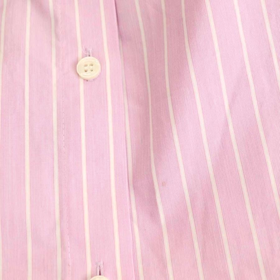 ヨリ yori ミニフリルストライプシャツ ボタンダウン 36 ピンク