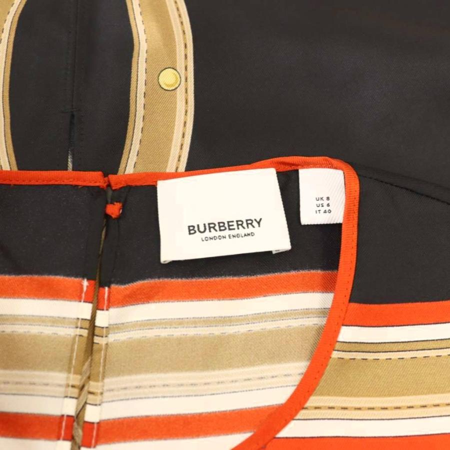 BURBERRY バーバリー スカーフ付総柄シルクドレスワンピース IT40 赤