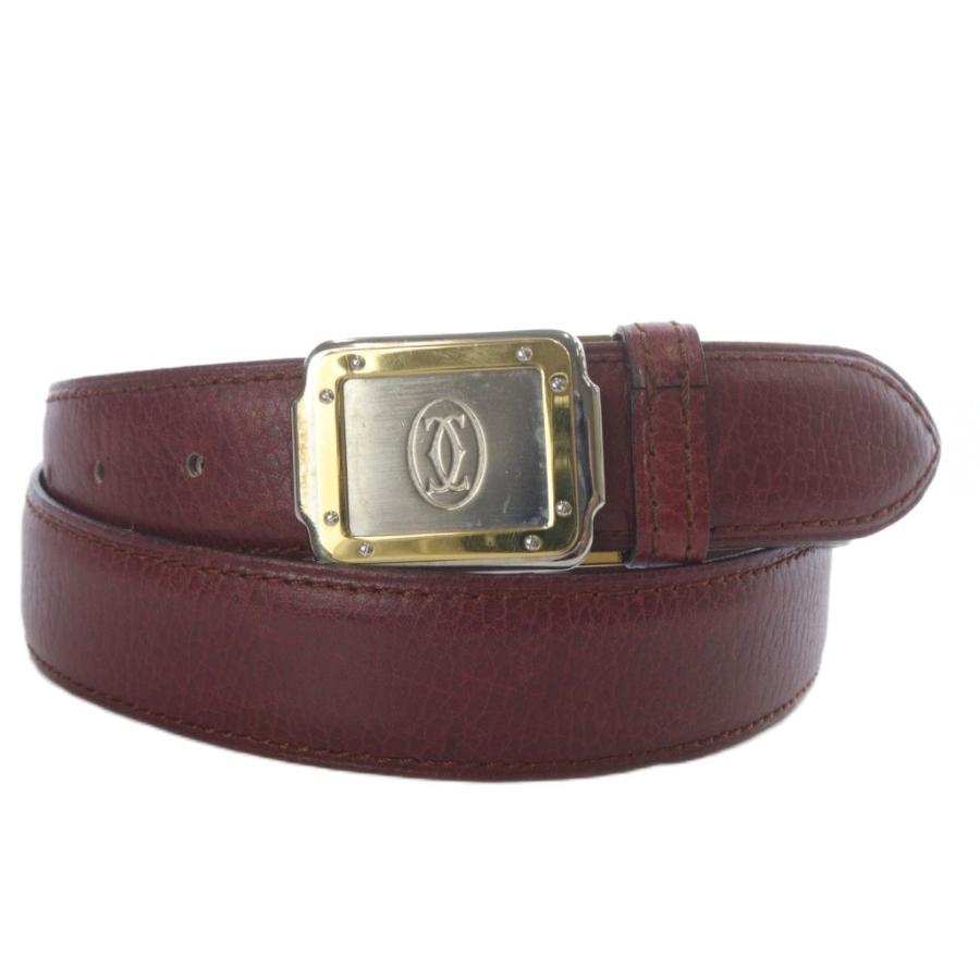 Cartier カルティエ サントス マストライン ベルト レザー ボルドー  