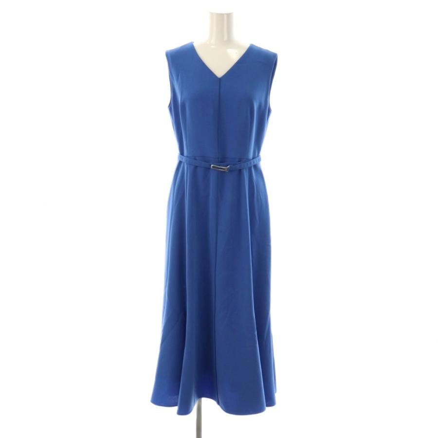 【中古】アナイ ANAYI ストレッチクロスベルト付き ワンピース Vネック 38 ブルー /CX ■OS レディース アナイ ANAYI ストレッチクロスベルト付き ワンピース Vネック 38