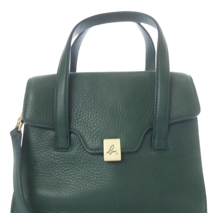 【美品】agnes b. 2wayショルダーバッグ レザー ブラック グリーン agnes b.（アニエスベー） レザー 2way ショルダーバッグ ハンドバッグ