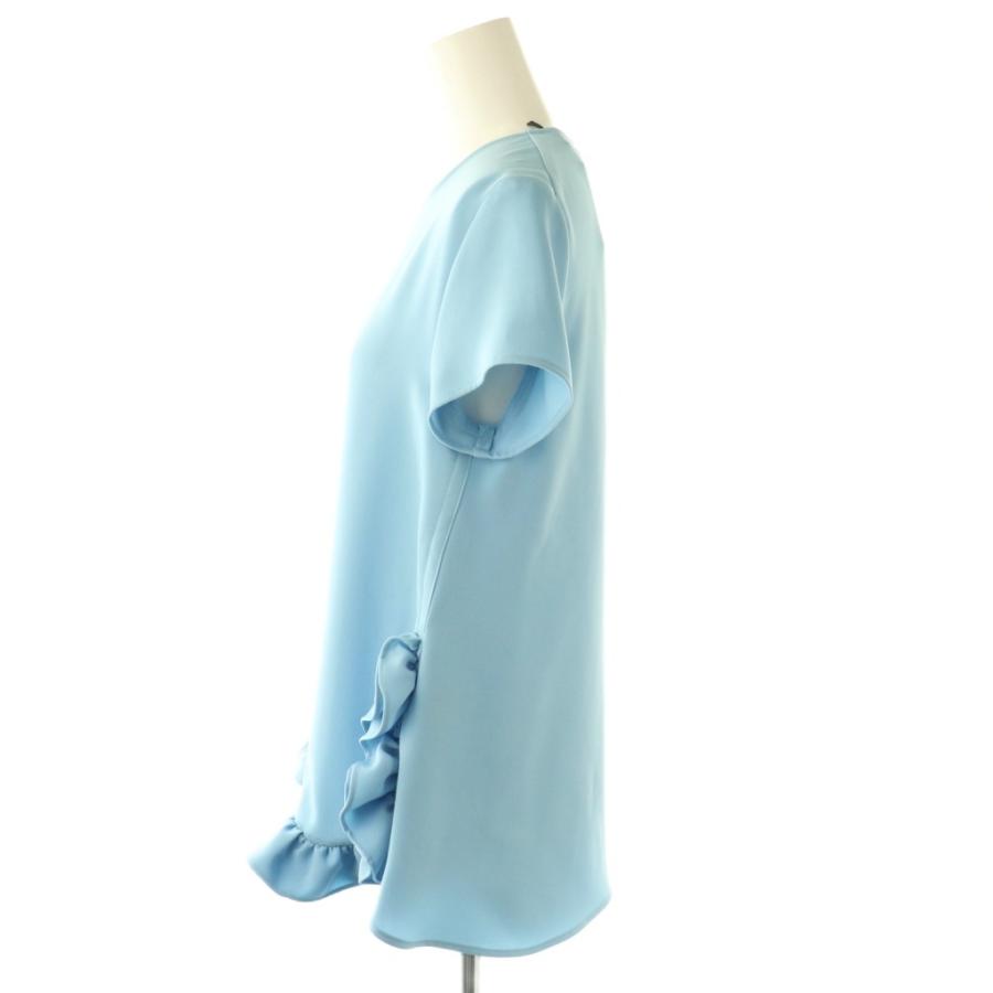 ヨーコチャン YOKOCHAN ハーフスリーブヘムペタルブラウス ブルー36