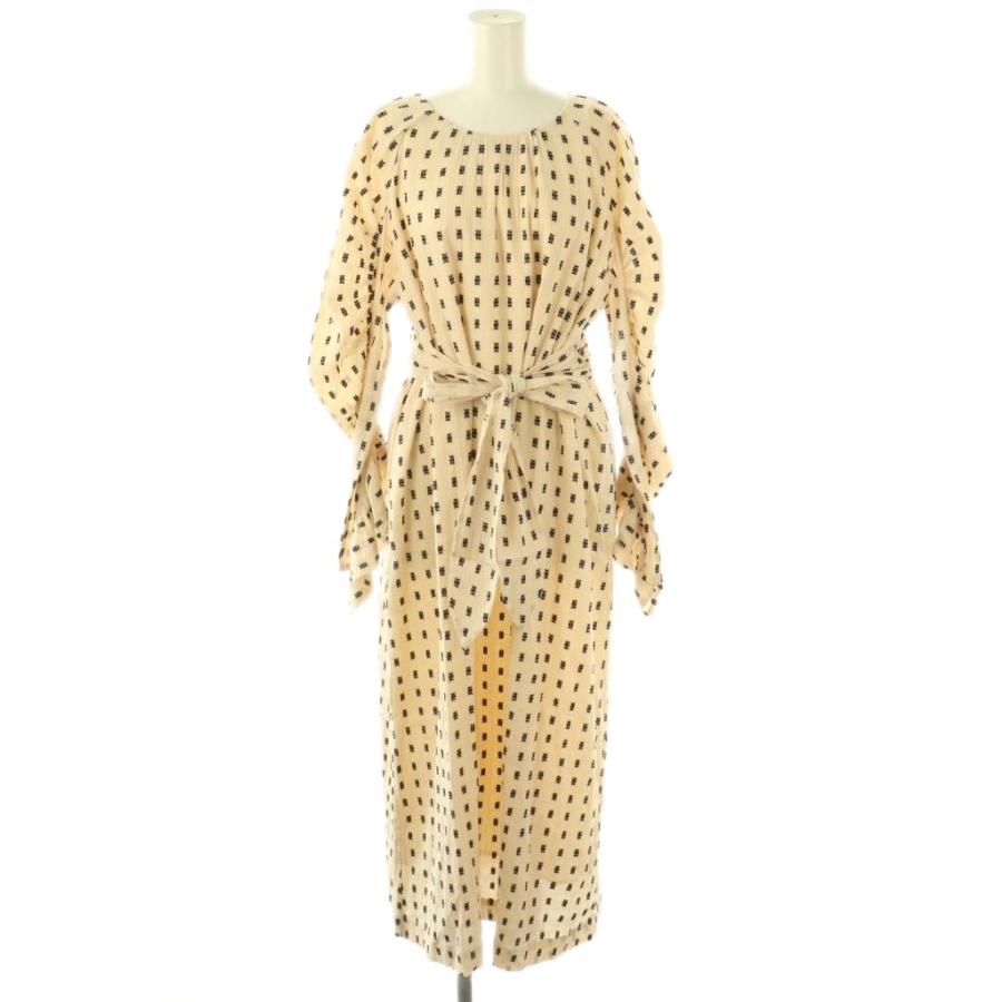 【中古】未使用品 サラマリカ SARA MALLIKA Cotton Cut Jqd Gather Dress ワンピース 総柄 ロング 長袖 S クリーム色 未使用品 サラマリカ SARA MALLIKA Cotton Cut Jqd Gather Dress