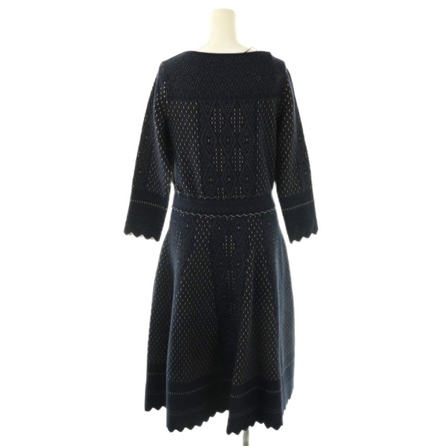 未使用品 アナイ ANAYI ニット バイカラーレースジャガードフレア