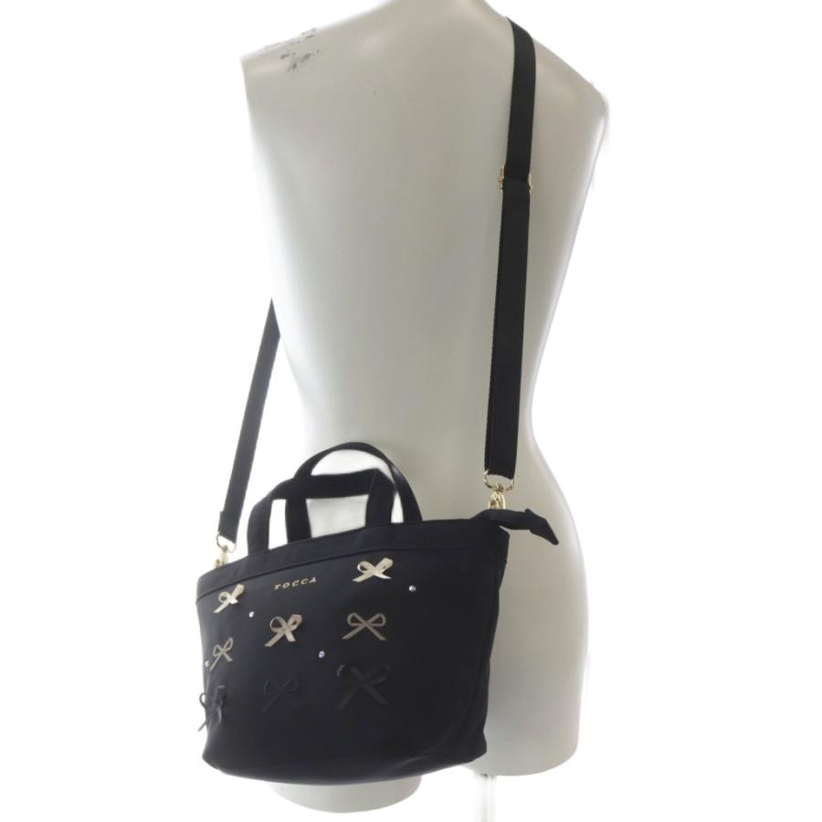 トッカ TOCCA リボン 2WAY ショルダーバッグ ハンドバッグ ロゴ 黒