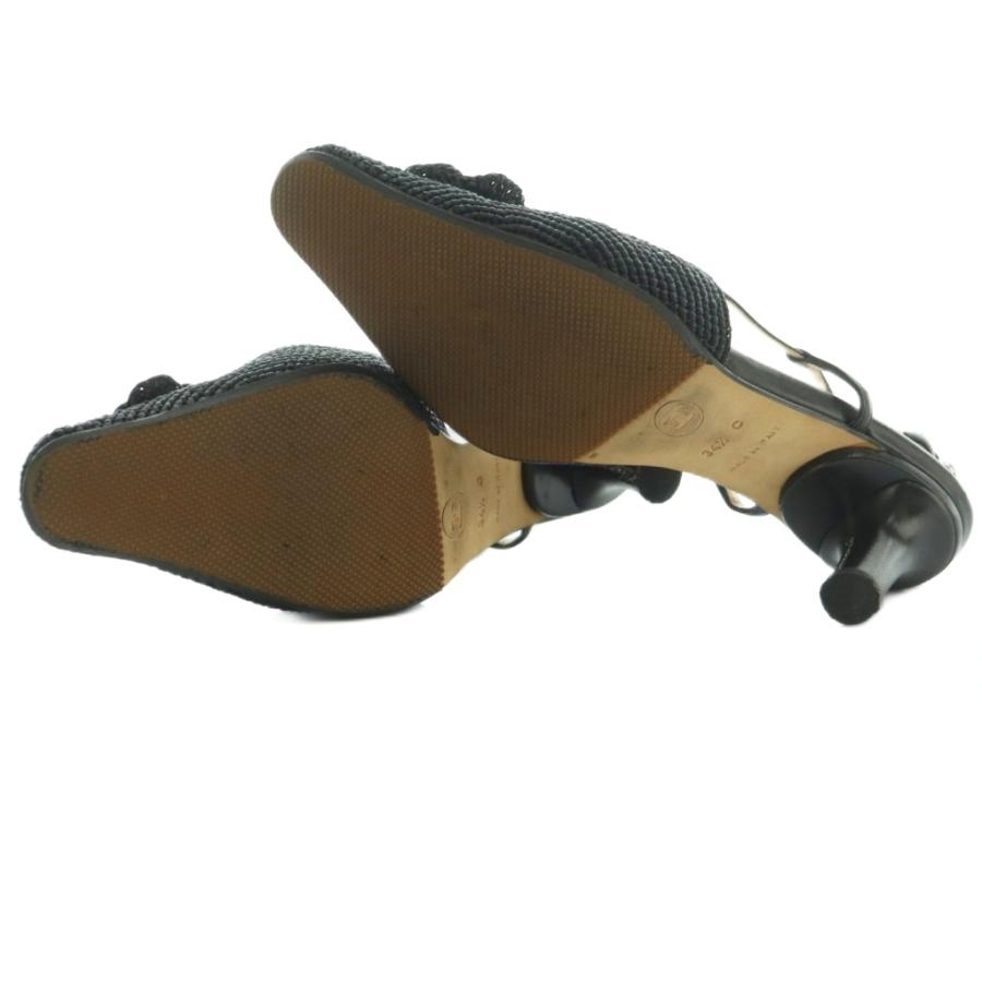 CHANEL シャネル カメリア スリングバッグサンダル 34.5 21.5cm 黒