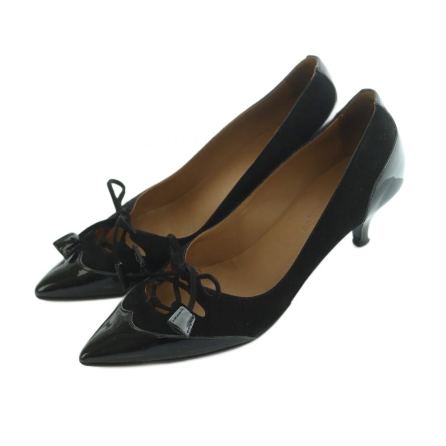 HERMES（エルメス） パンプス ポインテッドトゥ エナメル スエード切替