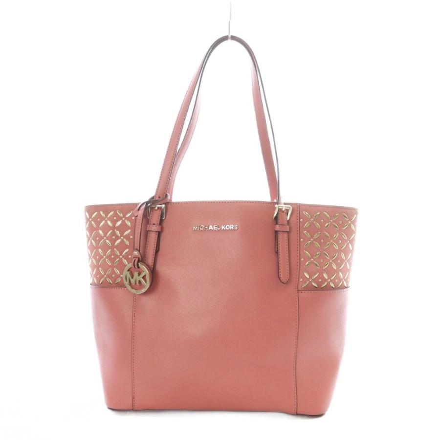 新品 russet トートバッグ ロゴプリント ピンク 光沢 A4可 レザー マイケルコース MICHAEL KORS トートバッグ レザー A4 チャーム ピンク
