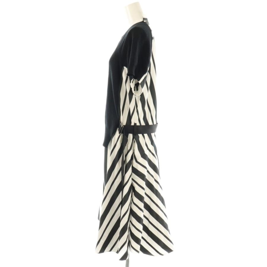 サカイ sacai 20-05036 ストライプ ニットドッキングワンピース 1
