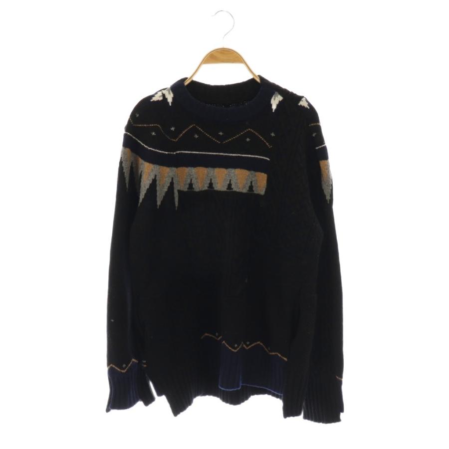 サカイ sacai ウール ノルディック ニット セーター 1 黒 ブラック /AT