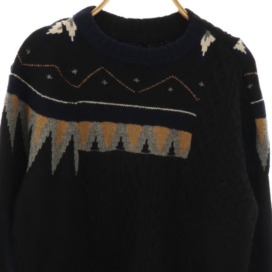サカイ sacai ウール ノルディック ニット セーター 1 黒 ブラック /AT