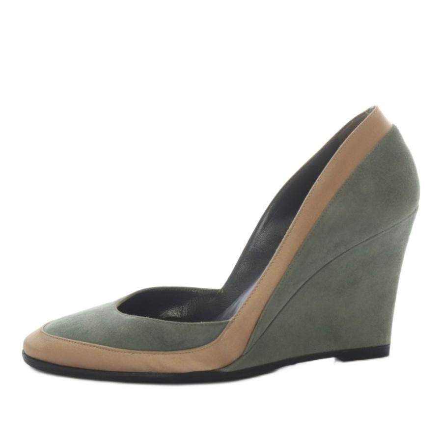 【中古】エルメス HERMES パンプス ウェッジソール スエード 37 カーキ /YO14 レディース HERMES（エルメス） パンプス ウェッジソール スエード 37 カーキ