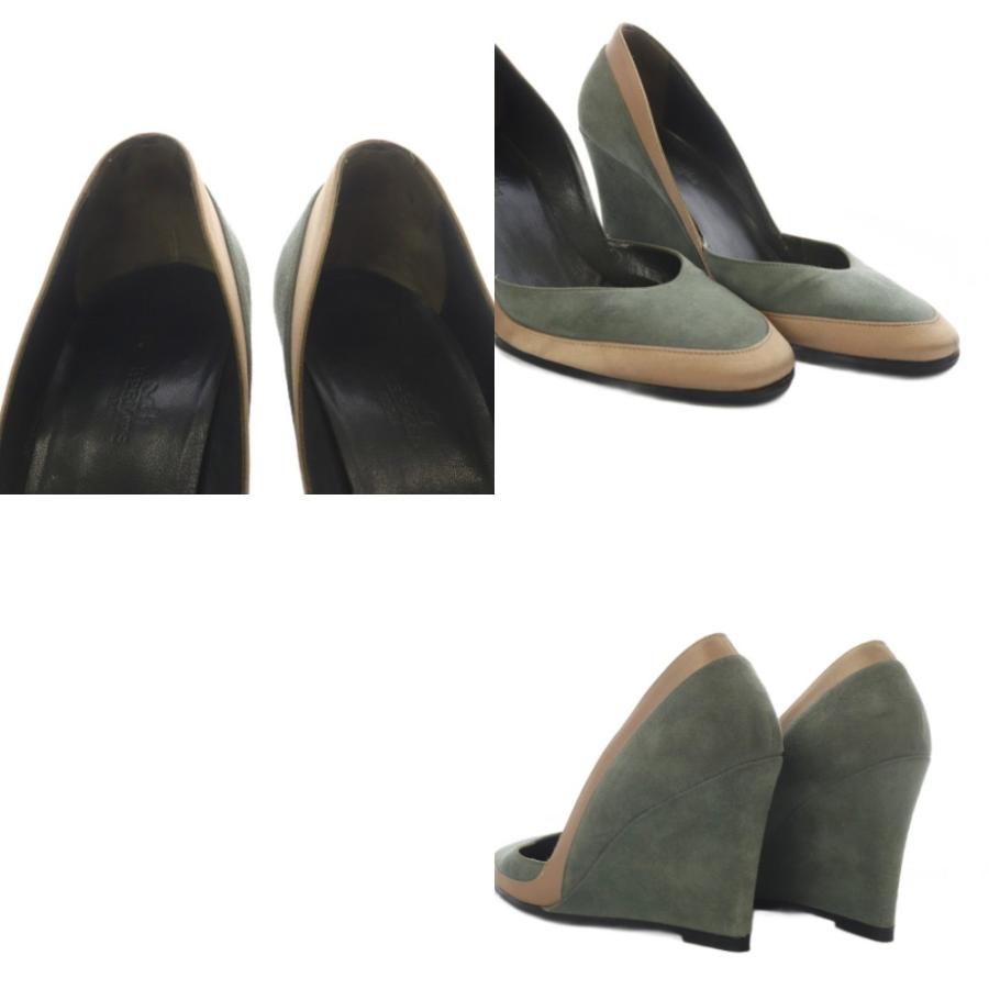 HERMES（エルメス） パンプス ウェッジソール スエード 37 カーキ