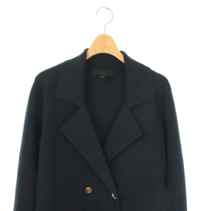 ZARA（ザラ） クロスニットブレザージャケット USAM ネイビー ホワイト