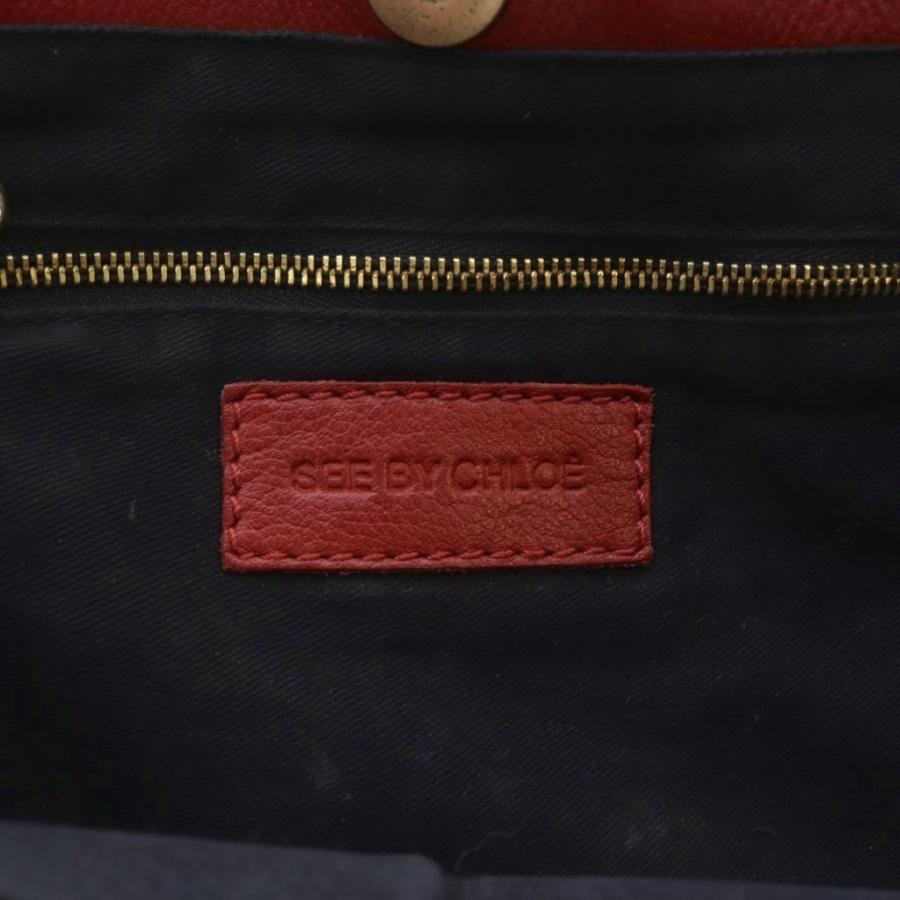 SEE BY CHLOE シーバイクロエ レザー トートバッグ ハンドバッグ 赤